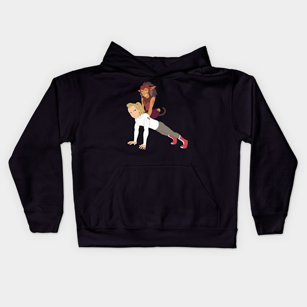 Catradora push ups Kids Hoodie by Lyondor